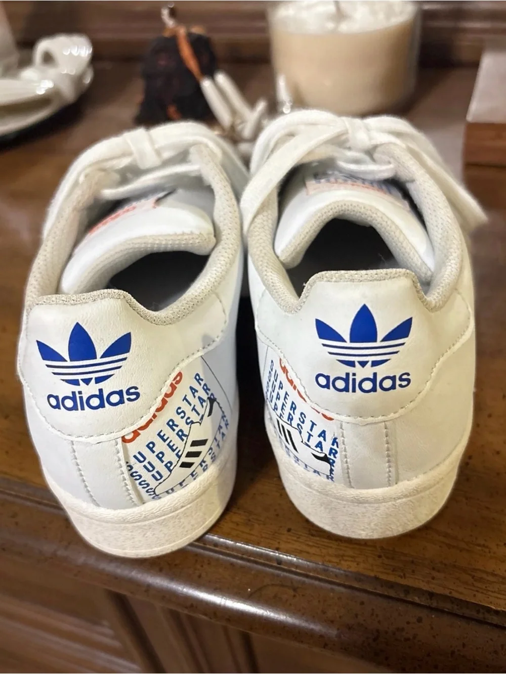 adidas White Espadrille-Style Sneakers with Multicolor Toe Caps